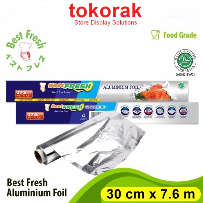 ALUMINIUM FOIL ROLL BEST FRESH   30 CM x 7.6 M WRAPP FOR FOOD