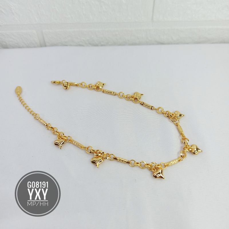 Gelang Kaki Yaxiya Rantai Mix Love Gold