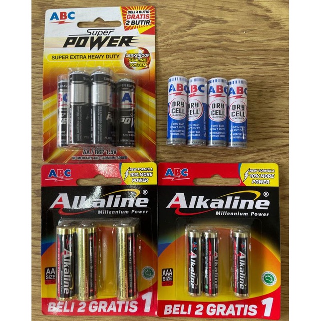 Baterai ABC AA Hitam / Biru / Alkaline Size AA / AAA