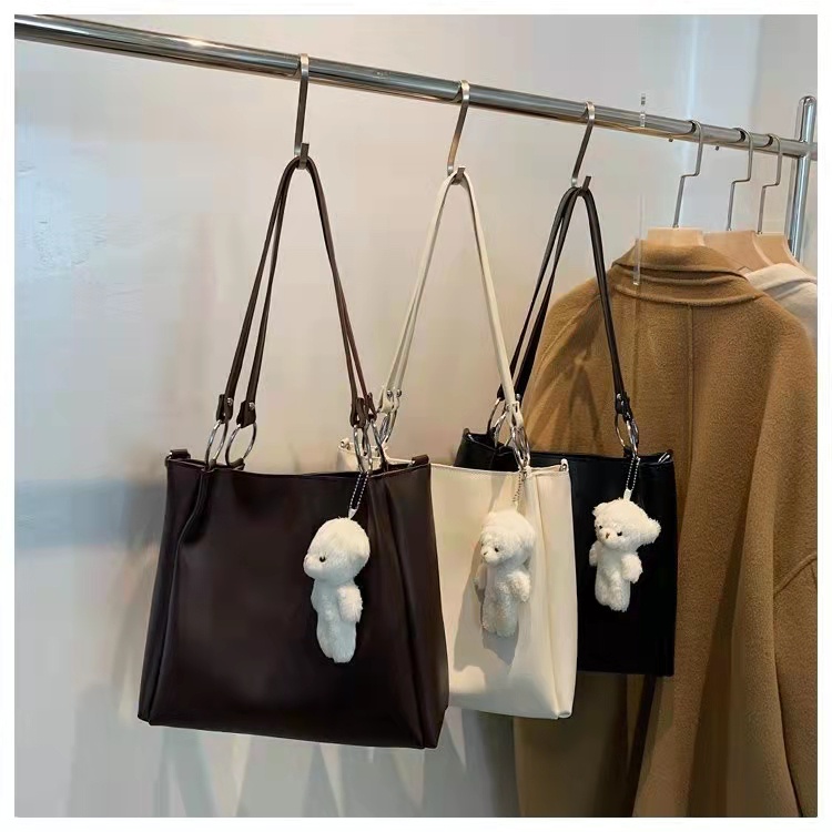 BJ63560 - BEIGE/BLACK/COFFEE - TAS BAHU SHOULDERBAG GANTUNGAN BONEKA TOTE WANITA FASHION IMPORT MODIS ELEGAN TERMURAH TERLARIS TERBARU BAGSTORE JAKARTA TAS BATAM ZC3560