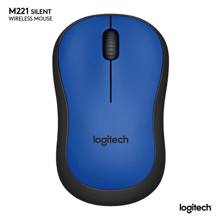 Blue Mouse Logitech M221 Wireless Silent Click, Blue - Garansi Resmi ORIGINAL