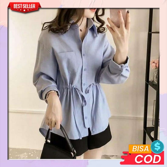 Atasan Kemeja Wanita Lengan Panjang Blouse Cantik Kekinian Premium Baju Atasan Terbaru 2022 Modern W