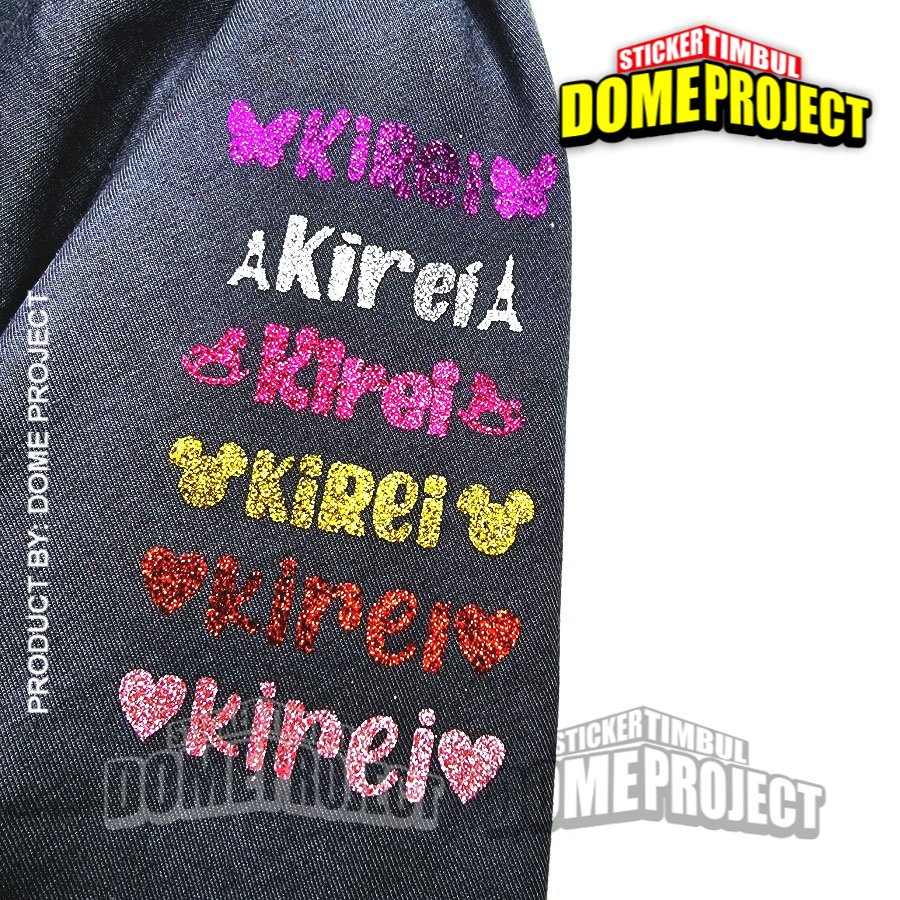 STIKER BAJU IRON PATCH GLITTER GEMERLAP SABLON CUSTOM NAMA ANAK SABLON SETRIKA UNTUK KAIN