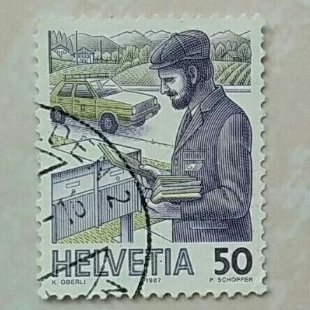 

(AA) Perangko Swiss 1987 Post Delivery - Postman 50ct Used