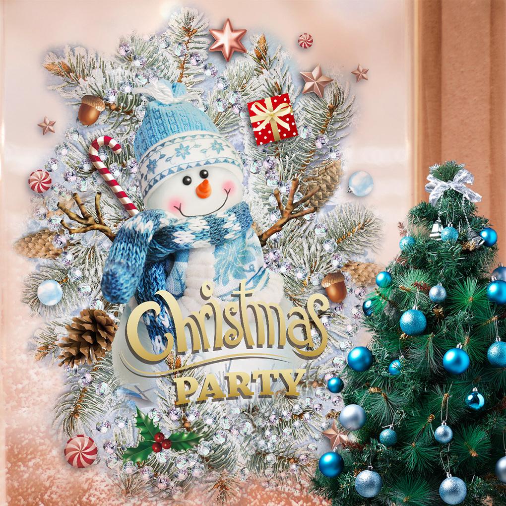 Stiker Dinding Decal Desain Christmas Party 3D Bahan PVC Dapat Dicopot Untuk Dekorasi Rumah / Kantor (house2020)