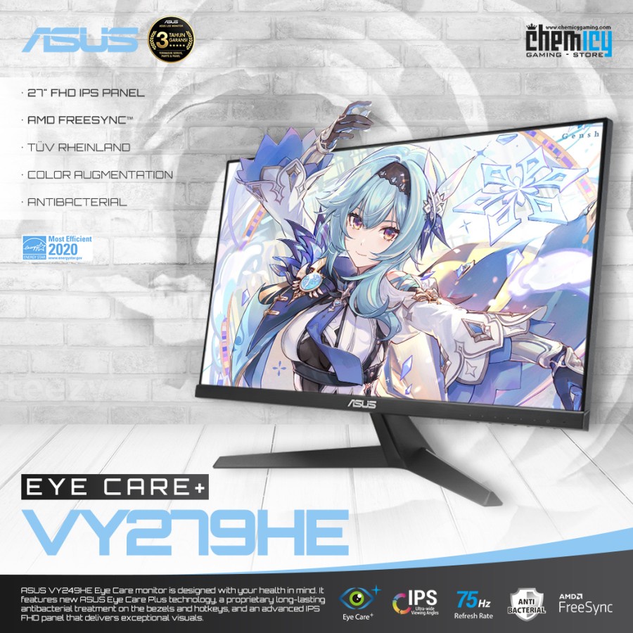 Asus VY279HE 27inch 75Hz Full HD FreeSync Gaming LED Monitor