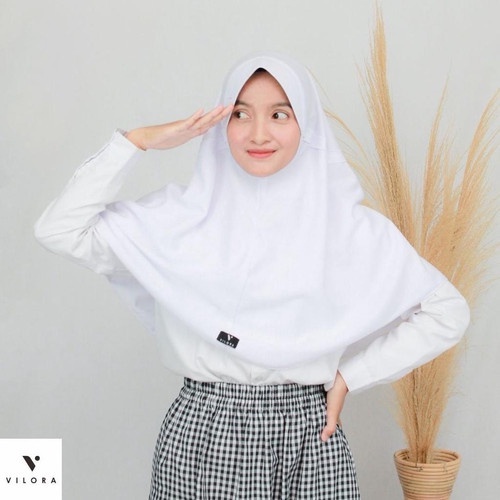 PROMO TERMURAH | SIZE M L XL XXL /VILORA PUTIH HIJAB SEKOLAH / jilbab / hijab instan VILORALOVE PUTI