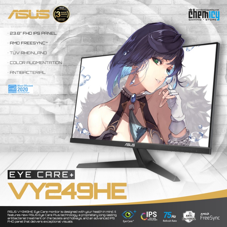 Asus VY249HE 23.8inch 75Hz Full HD FreeSync Gaming LED Monitor