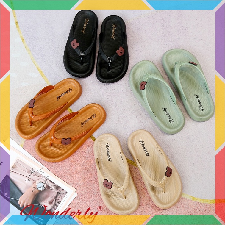 M2288 Sandal Jepit Wanita Bear Anti Slip Wonderly Sendal Cewek Karet Jelly Empuk Premium Glanzton