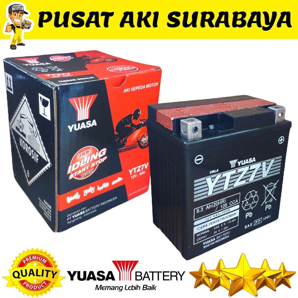 AKI ORIGINAL KUALITAS TINGGI YUASA YTZ7V 6 AH MOTOR ZX 10R AEROX 155 LEVI MT-250 NMAX 150 WR 25OF GTZ7V MTZ7V