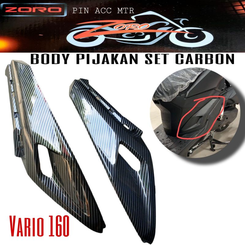 Tutup cover Body pijakan set kiri/kanan carbon Zoro PNP motor vario160 new