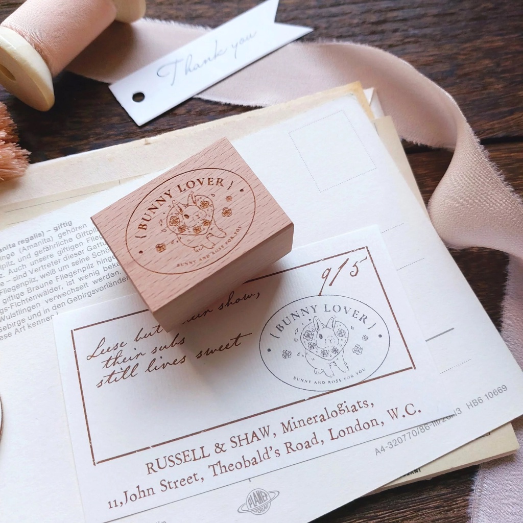

KumaYankee Stationery Bunny Rubber Stamp Rose
