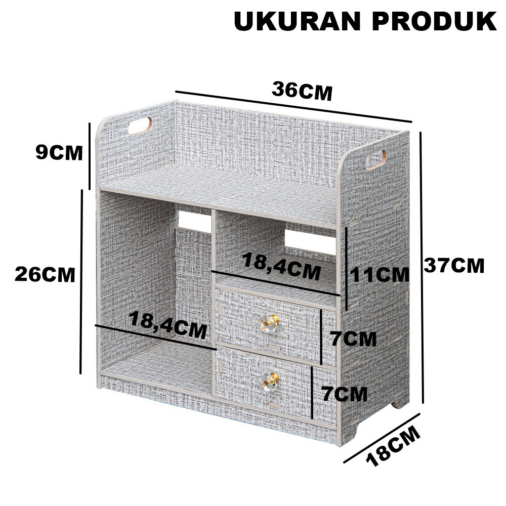 Rak Kosmetik 2 Laci Serbaguna Rak Penyimpanan Susun MDF - LC064