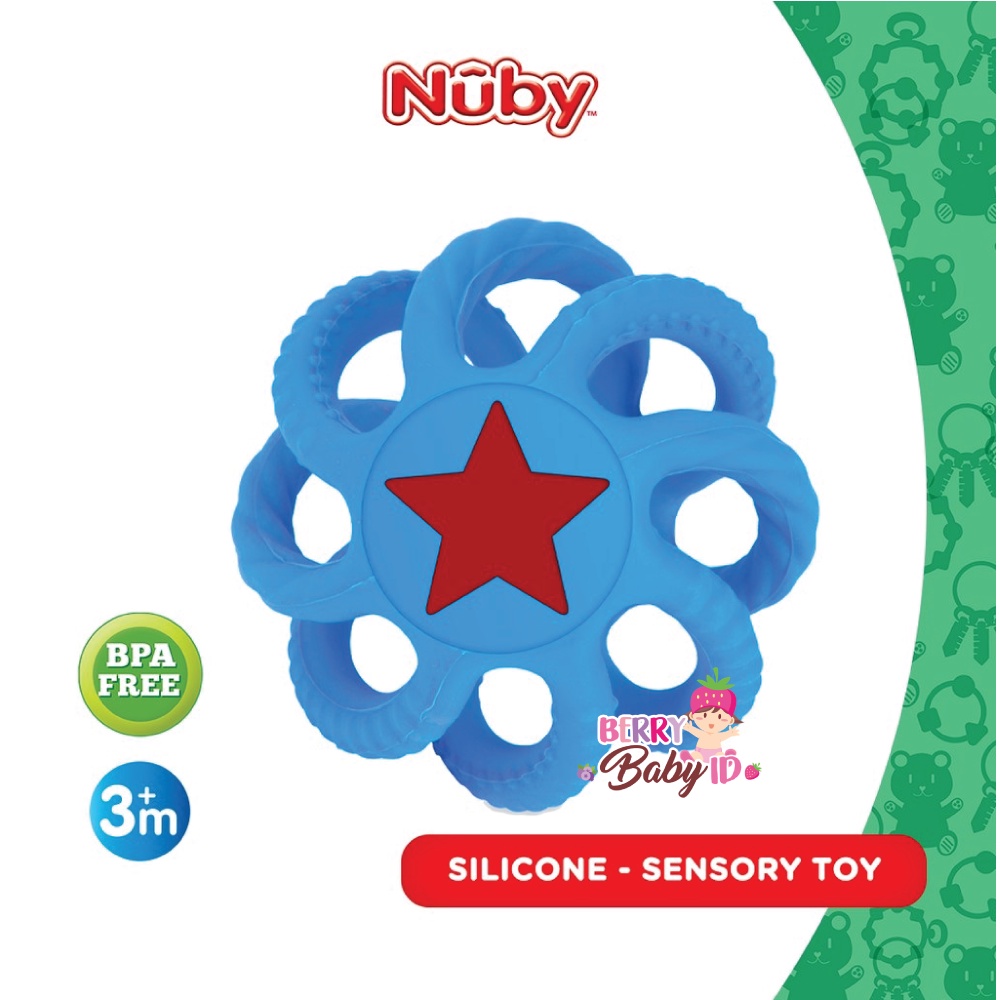 Nuby Silicone Collapsible Ball Mainan Gigitan Bola Bayi Silikon 3m+ Berry Mart