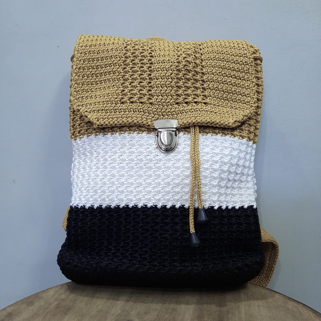 Tas Ransel Rajut Blaster - SenjabyAtsa-Krem Hitam