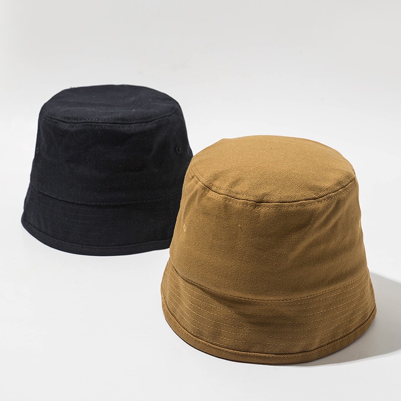 Topi Bucket Bahan Katun Linen Warna Solid Gaya Korea Untuk Unisex