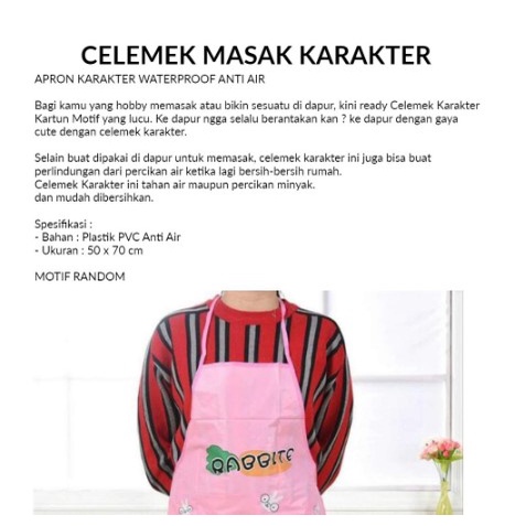 [MH] Celemek Masak Water Prof Karakter Lucu