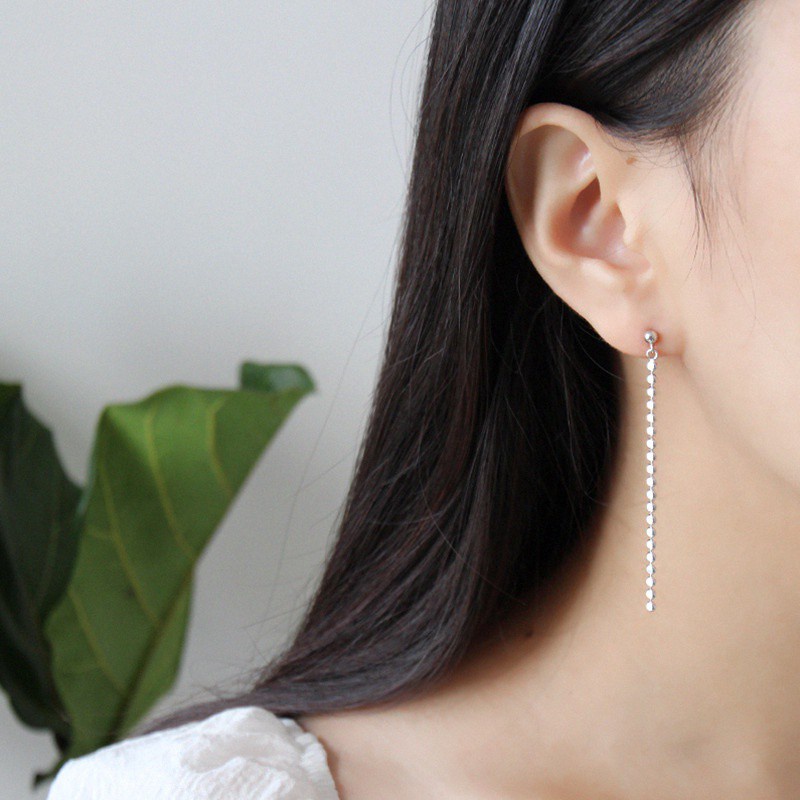 Anting Gantung Sterling Silver 925 100% Asli 2.5mm Panjang 62mm Untuk Wanita