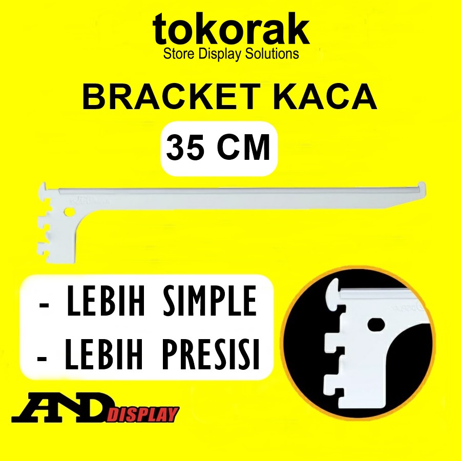 DAUN BRACKET KACA 35CM PTH NEW SIKU PENYANGGA RAK BRAKET ANDDISPLAY