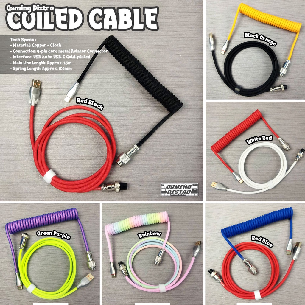 Coiled Cable Keyboard / Coiled Cable with Aviator Mechanical Keyboard