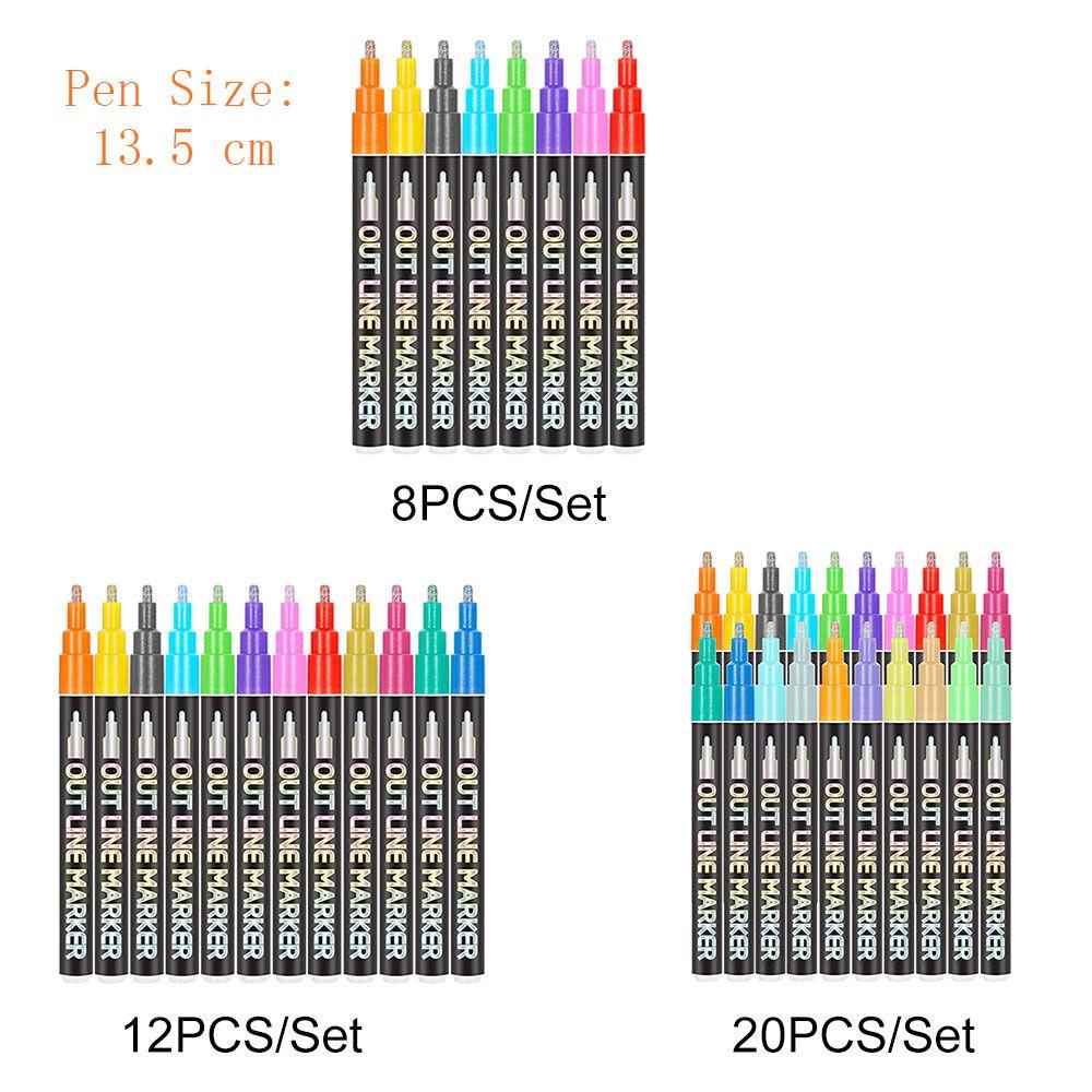 Top Double Line Pen Hand Akun DIY Natal Fluorescence Hand Painted Magic Contour Stabilo Pen