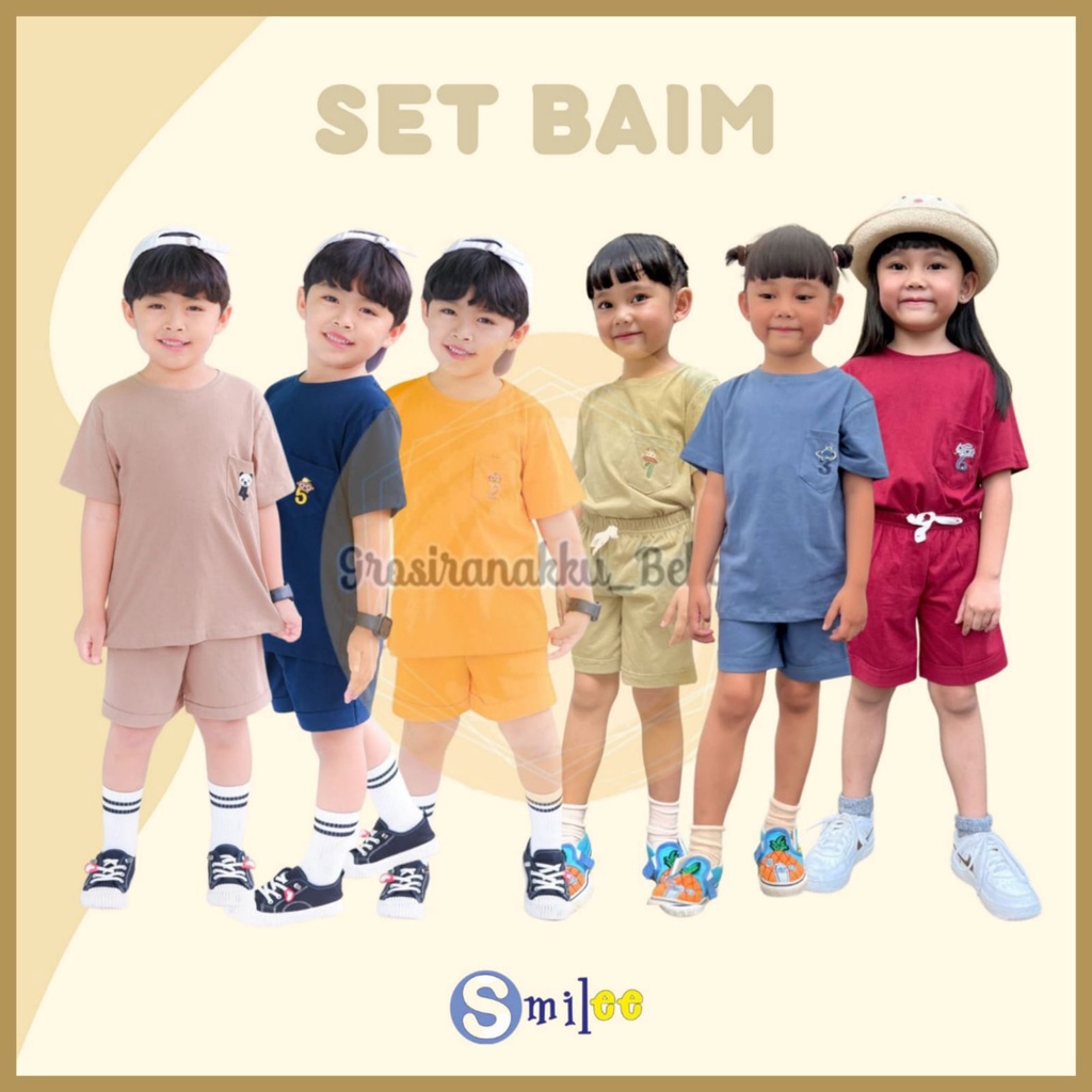 Setelan Anak Unisex Baim Smilee Mix Warna Size 1-5 Tahun