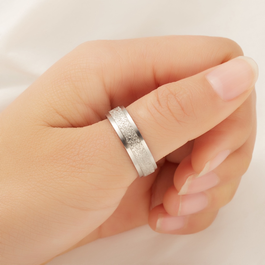 Cincin Titanium Pasir Silver Bisa Satuan Bisa Couple-Perhiasan Pashion Wanita - Cincin Tunangan - Cincin Nikah - Perhiasan Pria