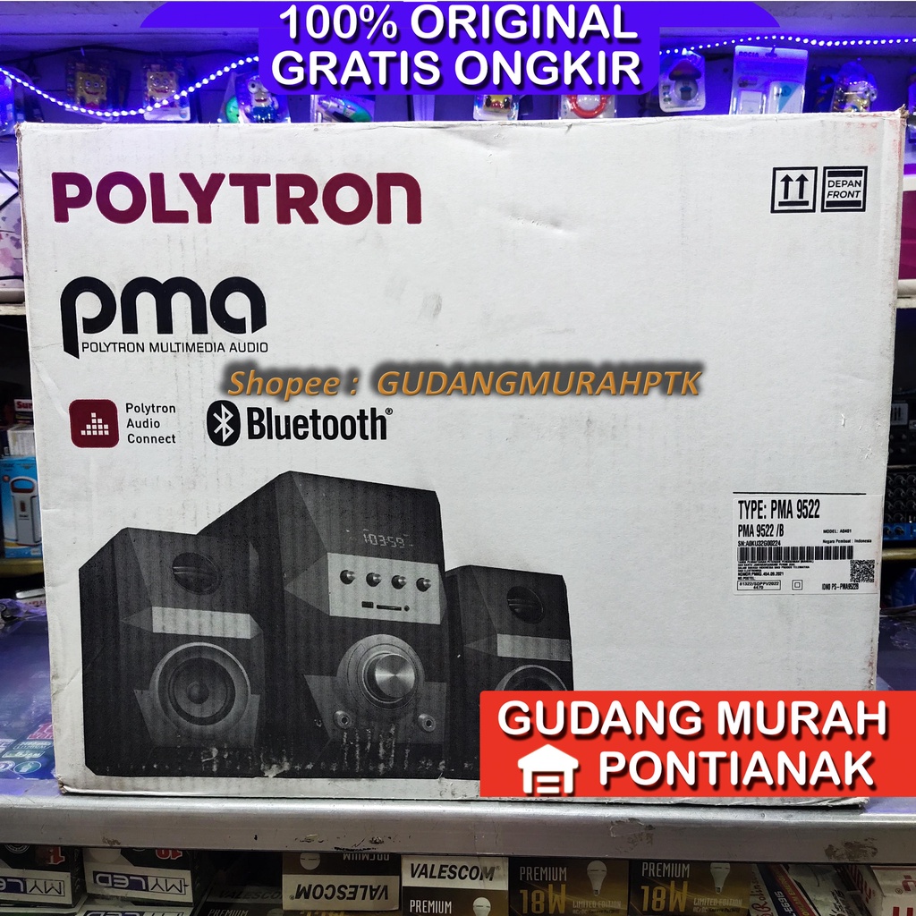 Speaker Multimedia Bluetooth Polytron PMA-9522/B | Speaker Bluetooth Karaoke Extra Bass 9522 Lebih baru dari 9502