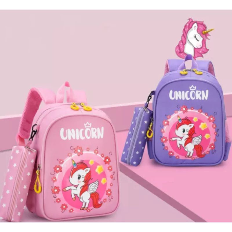 Tas Ransel anak sekolah unicorn Free gantungan Ransel anak perempuan karakter