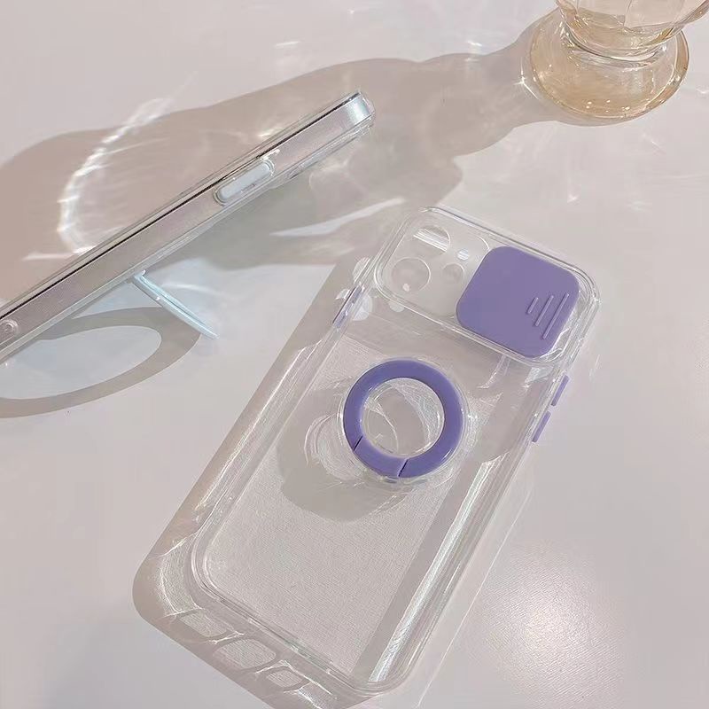SoftCase Iphone 14 Pro Max 14 Plus 12 MINI 11 11 PRO 11 PRO MAX 13 12 12 PRO 12 PRO MAX Camera Slide Window Clear Iring Stand Back Cover