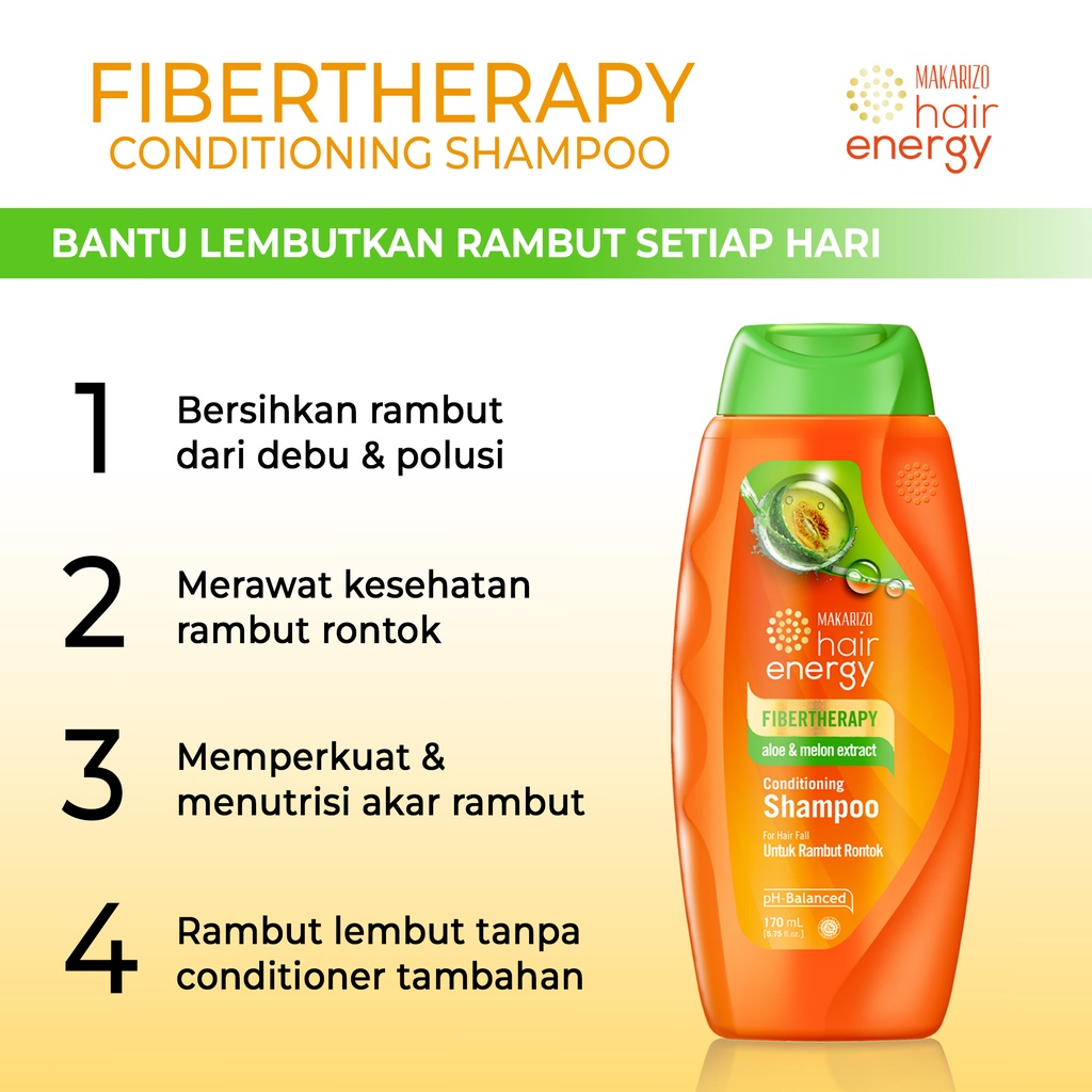 PAKET ISI 2 - Makarizo Hair Energy Fibertherapy Conditioning Shampoo Aloe & Melon 170mL-3