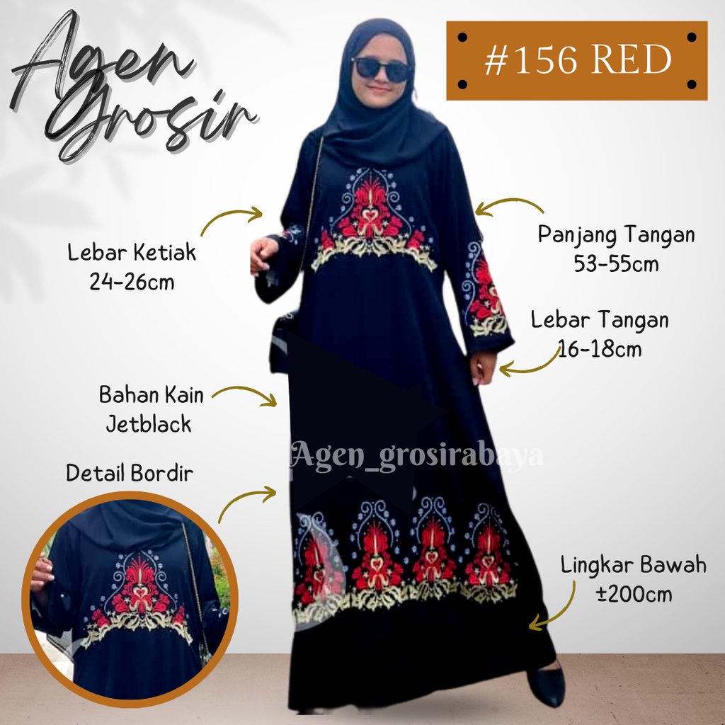 Gamis Abaya Bordir Hawa 156 Abaya Turkey Turki Fashion Muslim Abaya Hitam Arab Terlaris