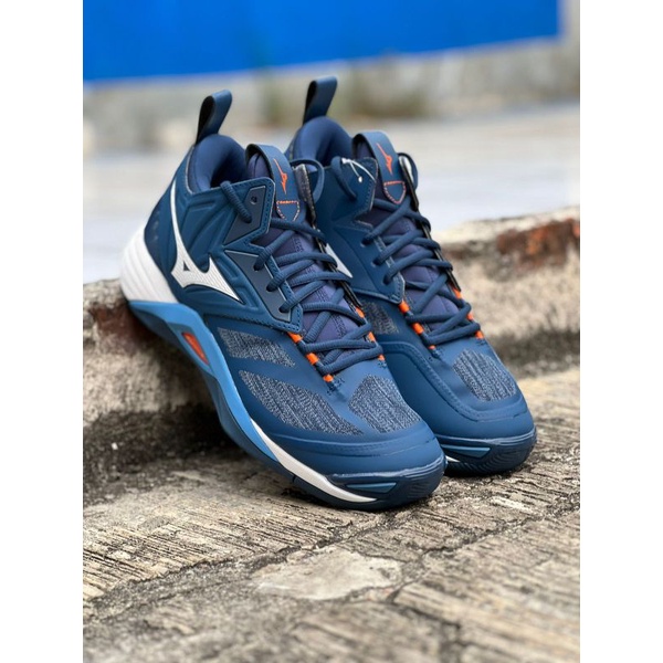 SEPATU VOLI MIZUNO WAVE MOMENTUM 2 MID DARK DENIM WHITE SCARLET V1GA211721 NEW