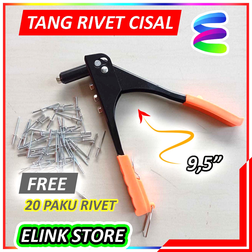 Tang Rivet Ripet Aluminium Hand Riveter - Tembakan Ripet 2.4 - 4.8 mm Free 20 Paku Rivet