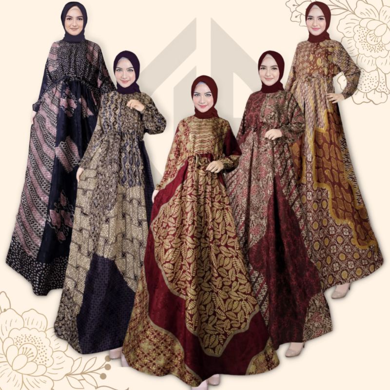 Dress Batik Premium Bahan Baby Semi Sutra Gamis Batik Wanita
