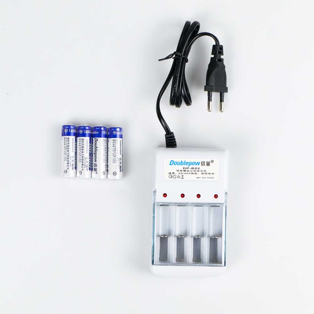 Doublepow Charger Baterai 4 slot AA/AAA with 4PCS AA 1200mAh - DP-B02