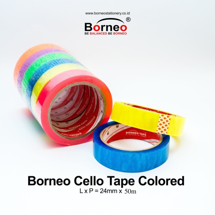 

ISOLASI KECIL / CELLO TAPE BORNEO COLORED 24MMX50MM / PCS