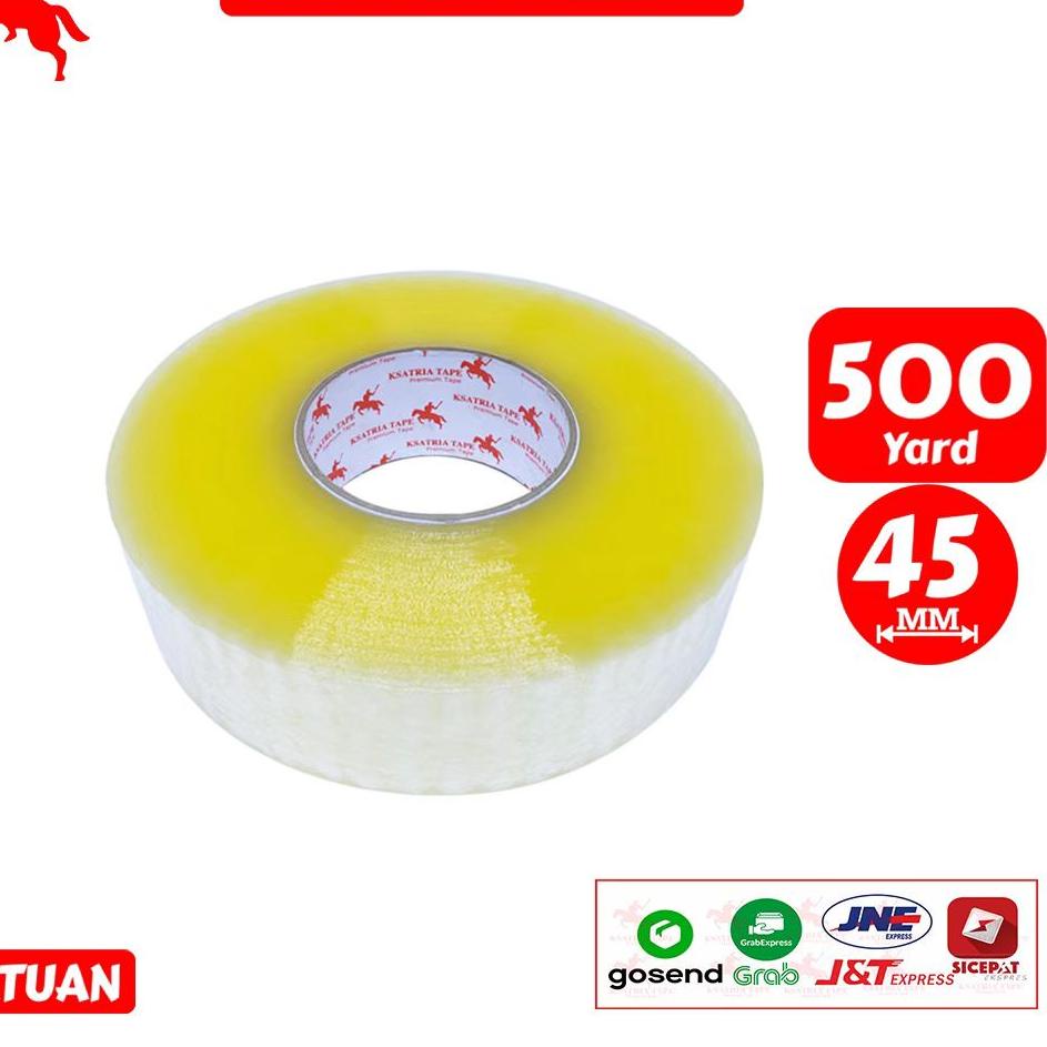 

Hemat Keras--Lakban OPP Tape / Lakban Bening KSATRIA Tape 500 Yard -Pcs