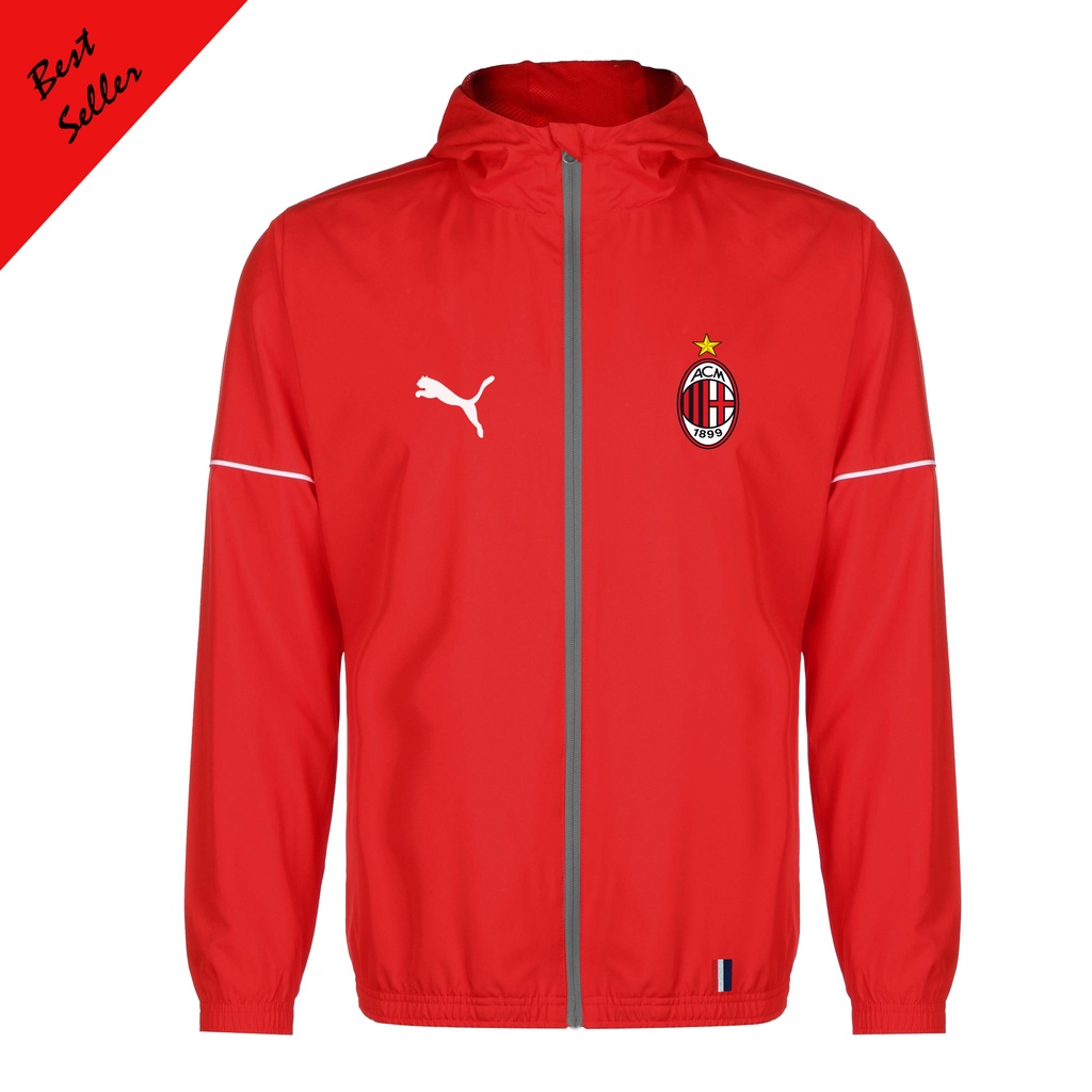 Jaket Windproof Pria Logo Ac Milan Terbaru / Jaket windbreaker Pria Original / Jaket Pria Lengan Pnj