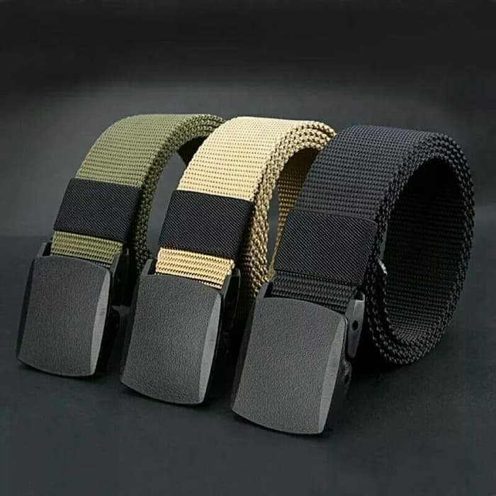 Ikat Pinggang Kanvas Pria Wanita Sabuk Gesper Canvas Import Trend Fashion Militer