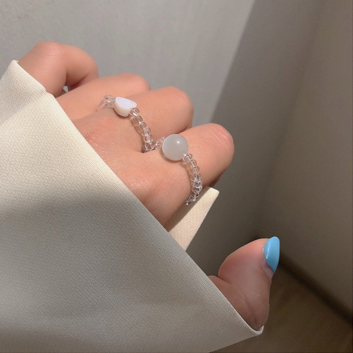 AY(CN) 2pcs / Set Cincin Manik-Manik Beras Opal Kerang Untuk Aksesoris Perhiasan Wanita