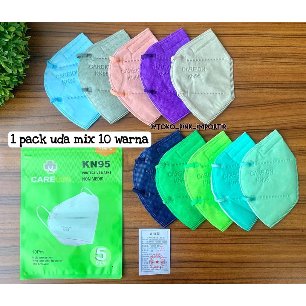 MASKER KN95 PRO EARLOOP CAREION 5ply POLOS WARNA WARNI ISI 10 | MASKER KN95 CAREION PRO 5PLY DEWASA ISI 10 pcs | MASKER 5PLY DEWASA PREMIUM | MASKER DUCKBILL HYBRID KN95 PRO | MASKER 5PLY EARLOOP DEWASA