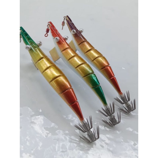 Udang kayu UMPAN PANCING CUMI egi motif ukir handmade