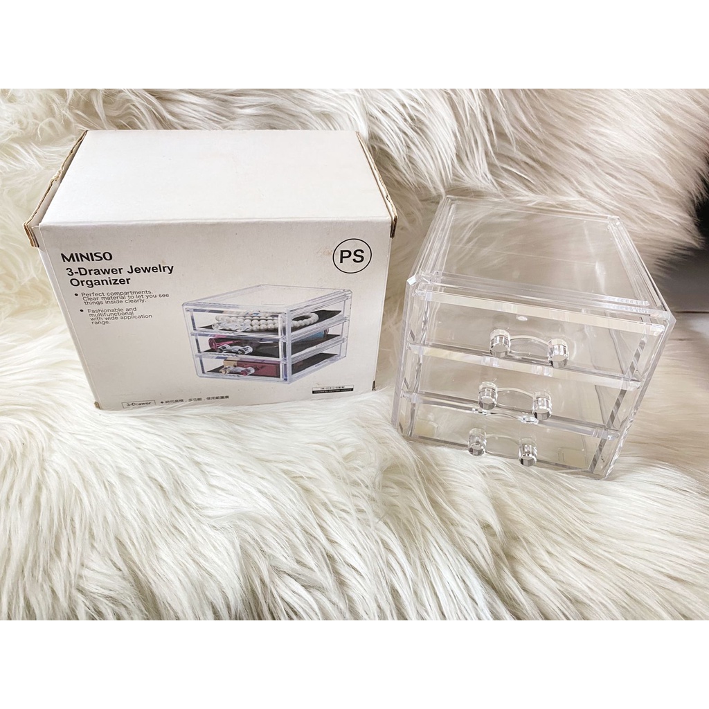 Miniso 3 Drawer Jewelry Organizer Acrylic