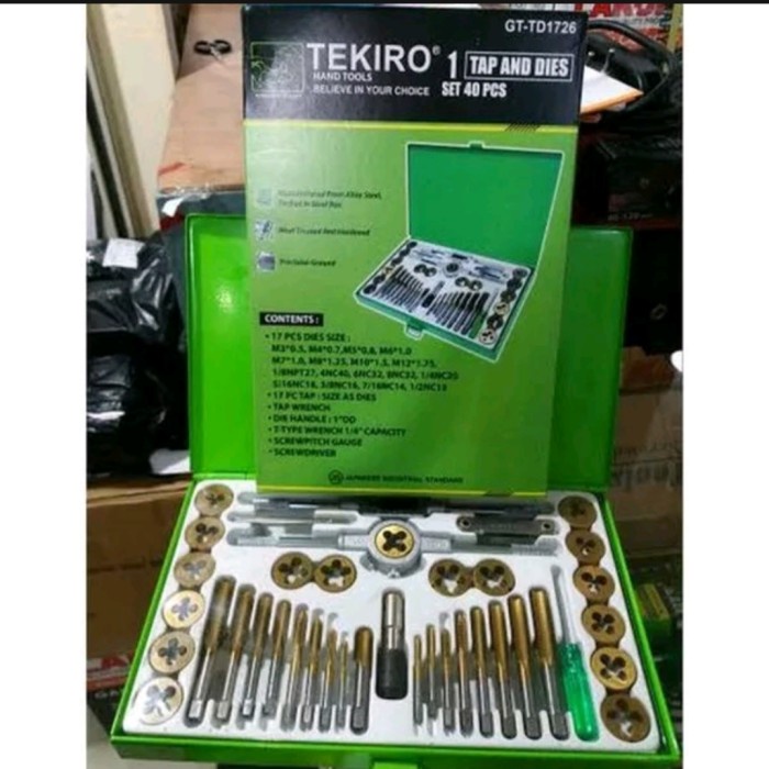 TAP Set dan Snei Set 40pcs TEKIRO Alat Hand Tap Drat Tool