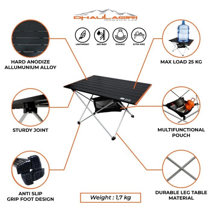 Meja lipat dhaulagiri - folding table 504 dhaulagiri - meja lipat camping - meja camping dhaulagiri