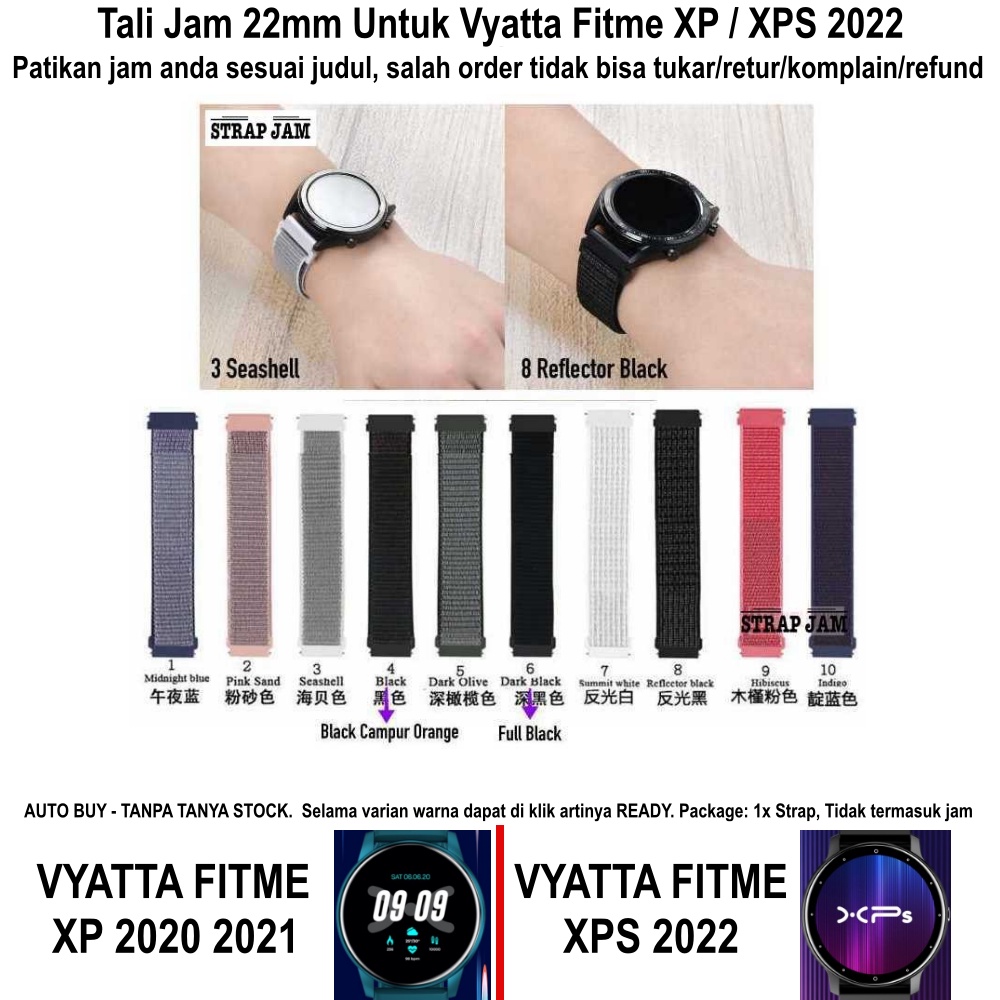 Tali Jam Vyatta Fitme XP / XPS 2022 - Strap 22mm Sport Loop Velcro Banyak Pilihan Warna