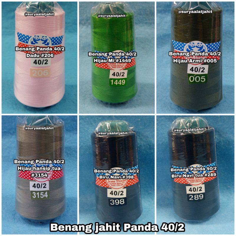 Benang Panda 40/2 (1wrn@1/2lsn) Produk Toyolon =rp.69.000/6pcs