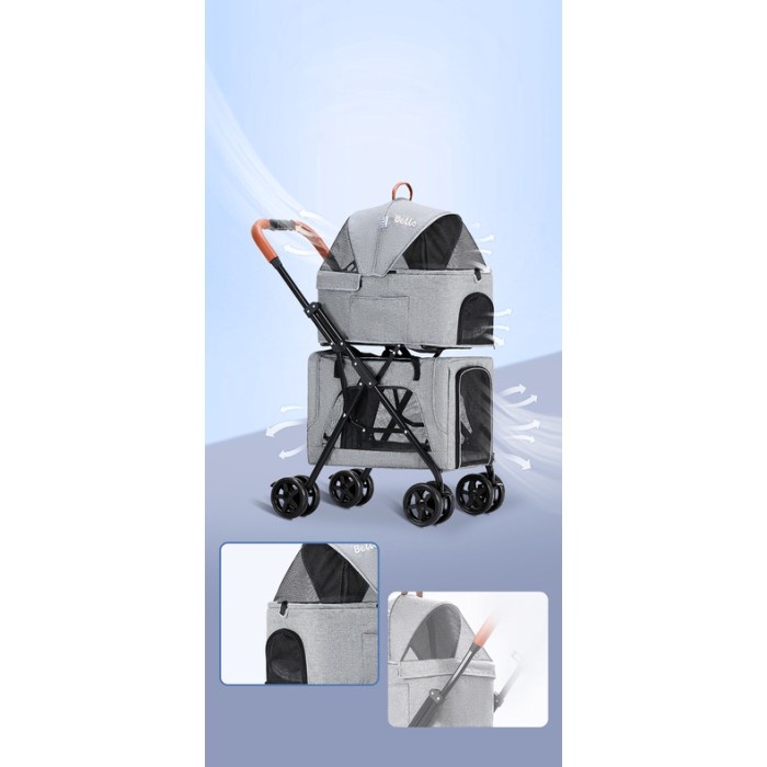 Stroller Bello LD03F 2Tingkat 20kg Bisa Di Lepas Untuk Anjing &amp; Kucing