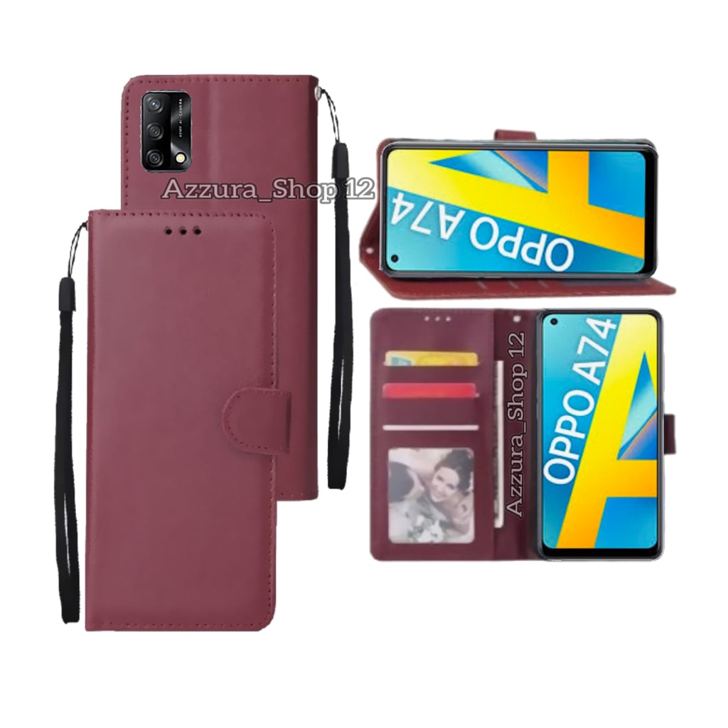 Case HP OPPO A74 4G Soft Case Flip Wallet Flip Cover Laether Premium Casing HP